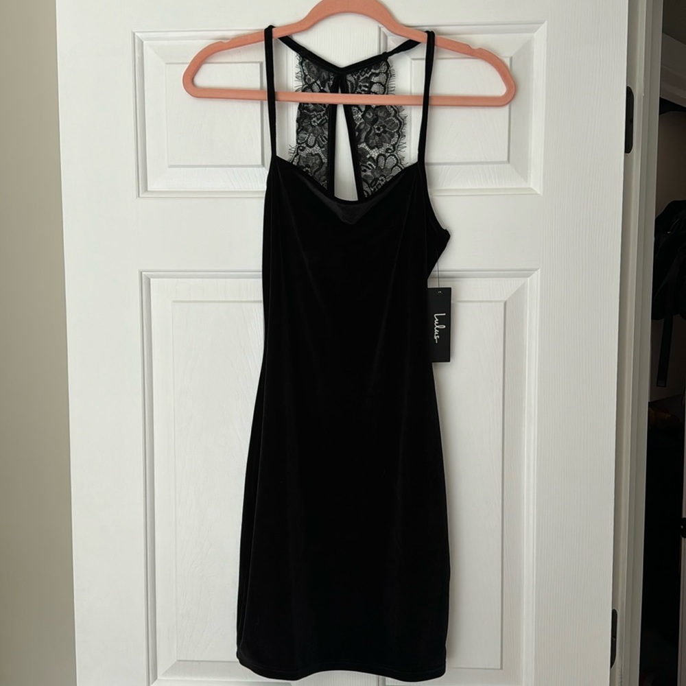 Lulus Black Velour Dress
